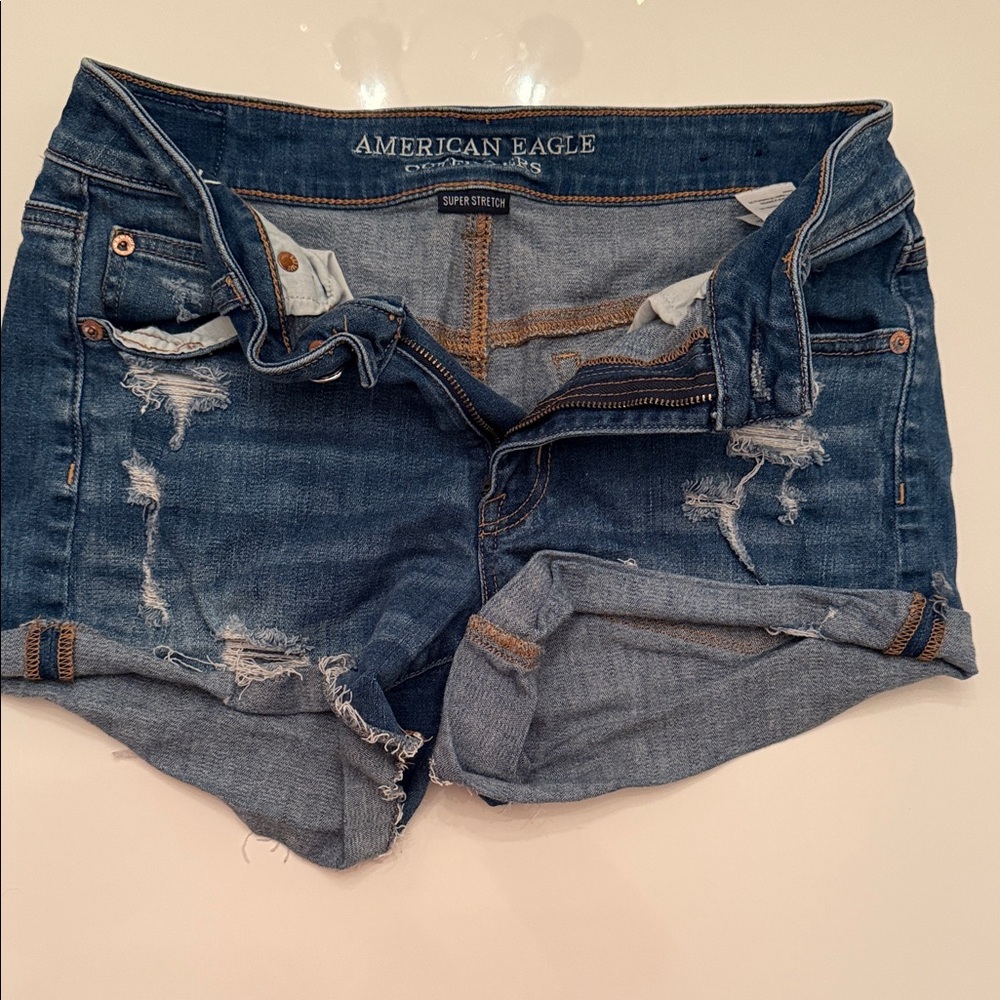 American Eagle Outfitters Distressed Blue Jean Shorts
